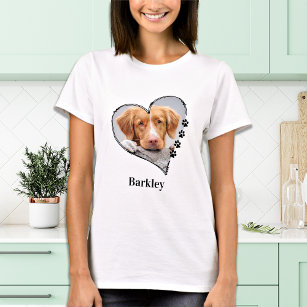 Hund Lover Personalisiert Paw Print Heart Pet Foto T-Shirt