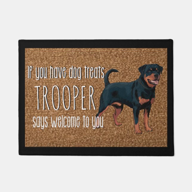 Hund Lover Personalisiert Rottweiler Name Doormat Fußmatte (Vorderseite)