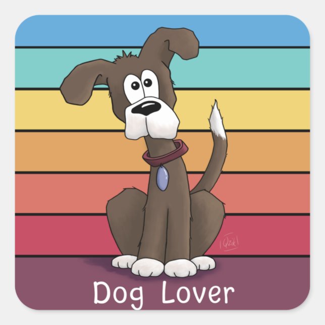 Hund Lover Quadratischer Aufkleber (Vorderseite)