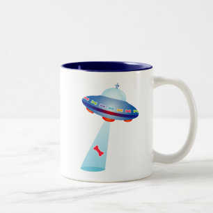 Hund Lover - Raumschiff Zweifarbige Tasse