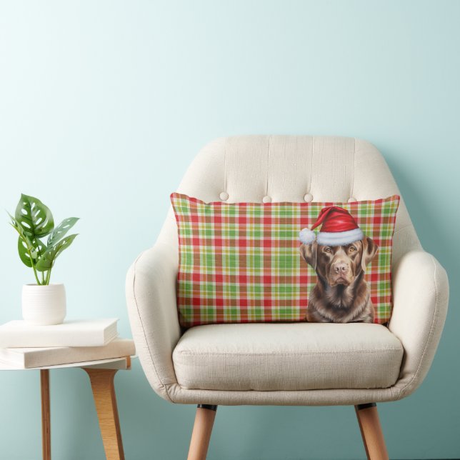 Hund Lover Schokolade Labrador Kariert Holiday Lendenkissen (Stuhl )