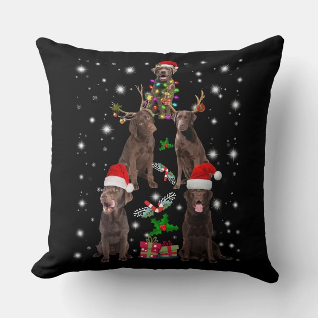 Hund Lover | Schokolade Labrador Weihnachtsbaum Kissen (Vorderseite)