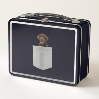 Hund Lover | Schokolade-Labrador-Welpe in Pocket Metall Brotdose