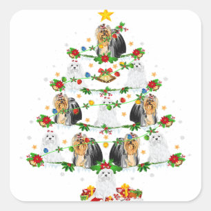 Hund Lover Xmas Lighting Shih Tzu Christmas Quadratischer Aufkleber
