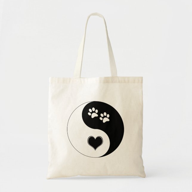 Hund Lover Yin Yang Herz und Paw Prints Tragetasche (Vorne)