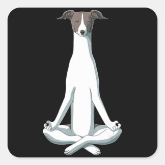 Hund Lover | Yoga Italian Greyhound Quadratischer Aufkleber