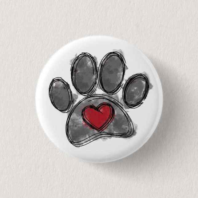 Hund Lover Zeichnend Aquarell Button (Vorderseite)