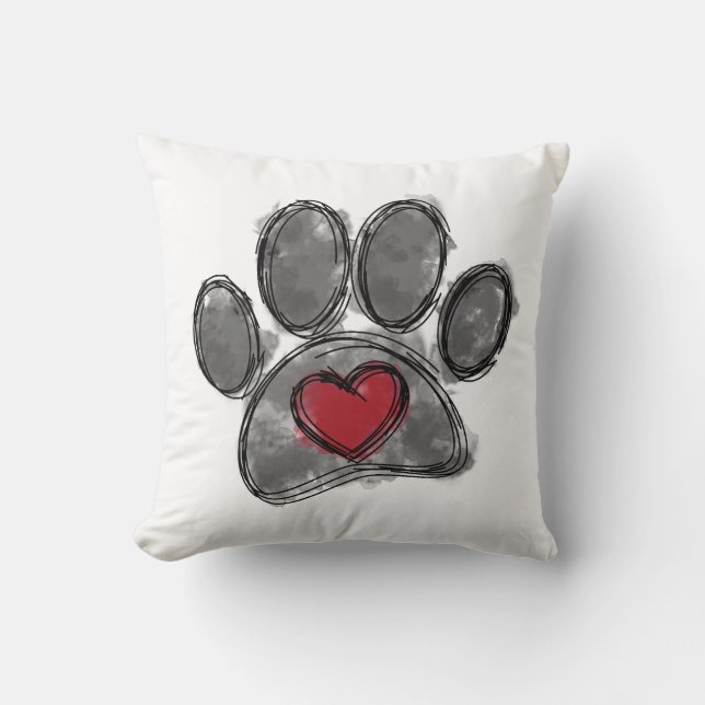 Hund Lover Zeichnend Aquarell Kissen (Vorderseite)