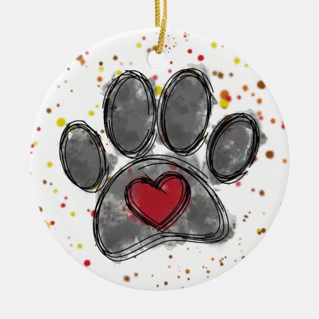 Hund Lover Zeichnend Aquarellfarbe Spritzer Keramik Ornament (Vorne)