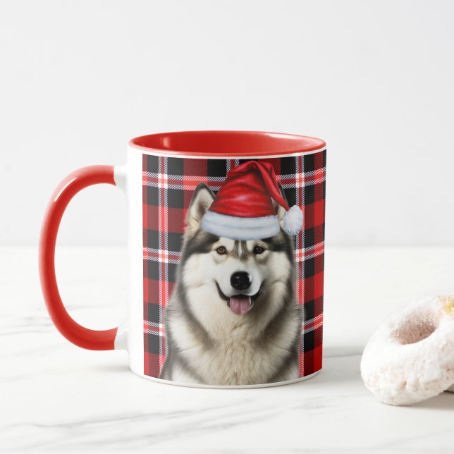 Hund Lover's Alaskan Malamute Urlaub Kariert Tasse (Mit Donut)
