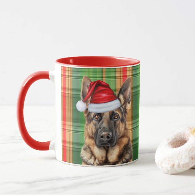 Hund Lover's Red Green Kariert und GSD Urlaub Tasse (Mit Donut)