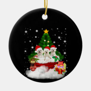 Hund  Maltesische Welpen sind Weihnachten Keramik Ornament