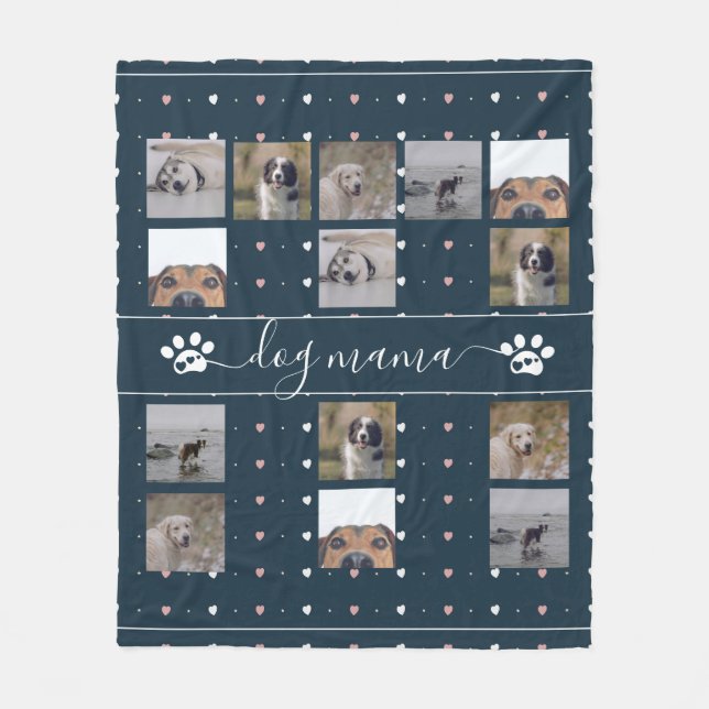 Hund Mama, 5 Foto Fleece Blanket (Vorderseite)