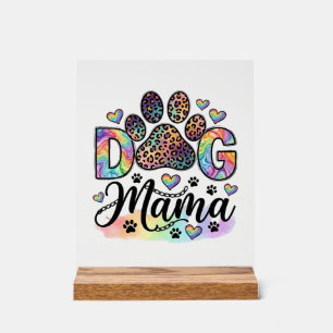 Hund Mama Pfote Leopard Regenbogen Wasserfarbe Her Acrylschild