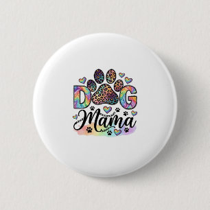 Hund Mama Pfote Leopard Regenbogen Wasserfarbe Her Button