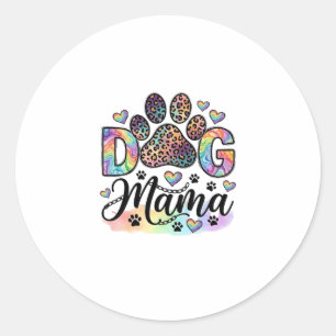 Hund Mama Pfote Leopard Regenbogen Wasserfarbe Her Runder Aufkleber