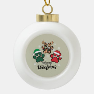 Hund Mama Weihnachten Fröhliche Woofmas Hunde Lieb Keramik Kugel-Ornament