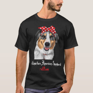 Hund Mama Welpe Mama Miniaturamerikanischer Schäfe T-Shirt