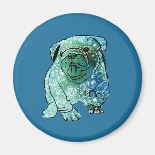 Hund-Mandala Französische Bulldogge Kunst Rund Mag Magnet