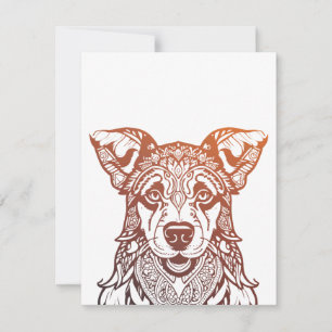 Hund Mandala Ornamental, Handgezogener Hund Mandal Dankeskarte