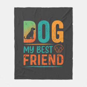 Hund mein bester Freund Retro-Design Fleecedecke