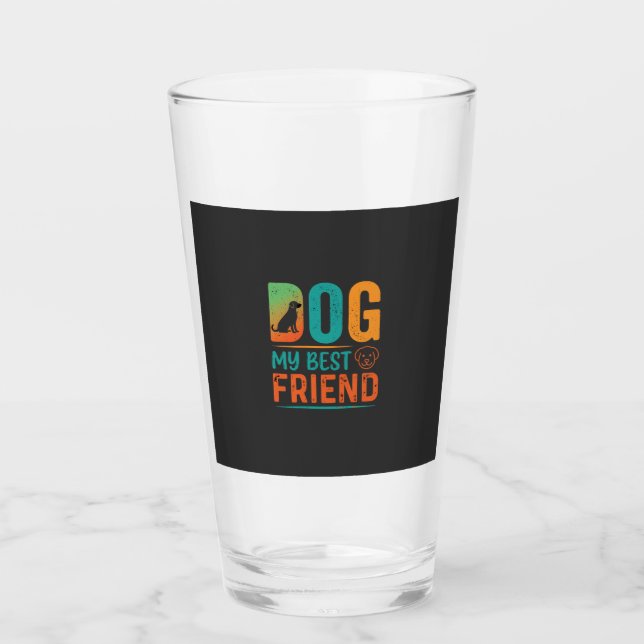 Hund mein bester Freund Retro-Design Glas (Vorderseite)