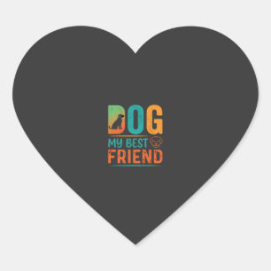 Hund mein bester Freund Retro-Design Herz-Aufkleber