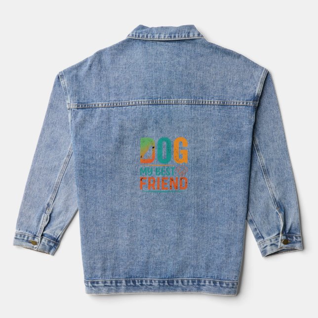 Hund mein bester Freund Retro-Design Jeansjacke (Rückseite)