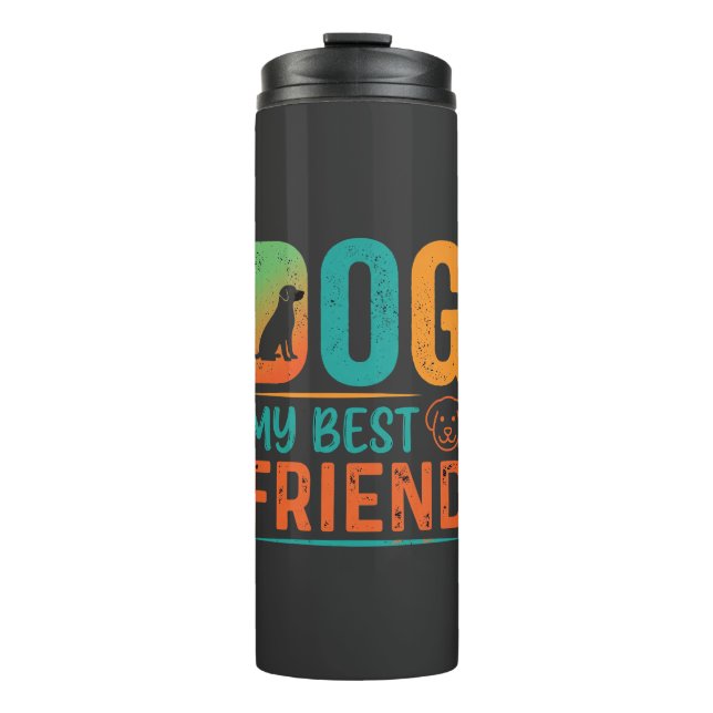 Hund mein bester Freund Retro-Design Thermosbecher (Vorderseite)