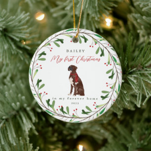 Hund Mein erstes Weihnachten mit Name Brauner Boxe Keramik Ornament