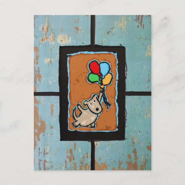 Hund mit Ballons Postkarte (Vorderseite)
