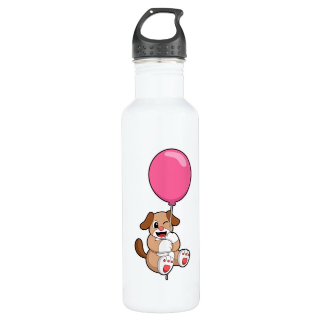Hund mit Balloon Edelstahlflasche (Vorderseite)