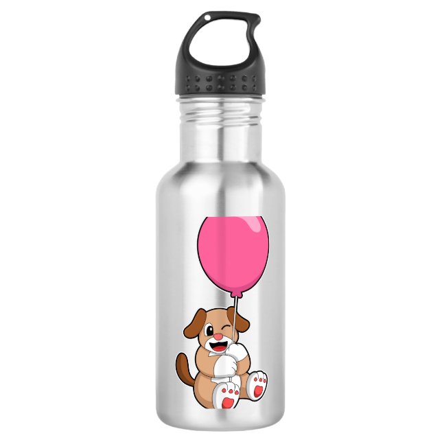 Hund mit Balloon Edelstahlflasche (Vorderseite)