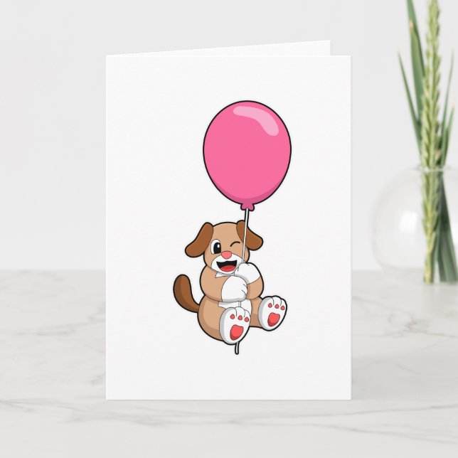 Hund mit Balloon Karte (Vorderseite)