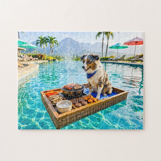 Hund mit BBQ-Grill-Schwimmkörper (Horizontal)