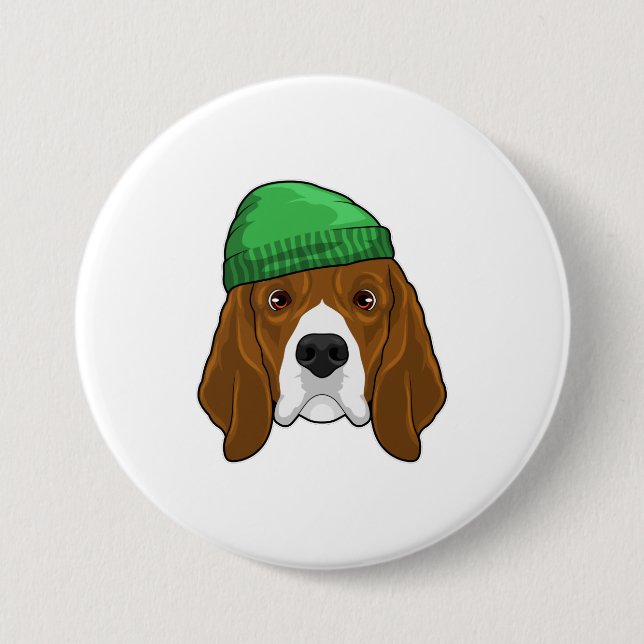 Hund mit Beanie Button (Vorderseite)