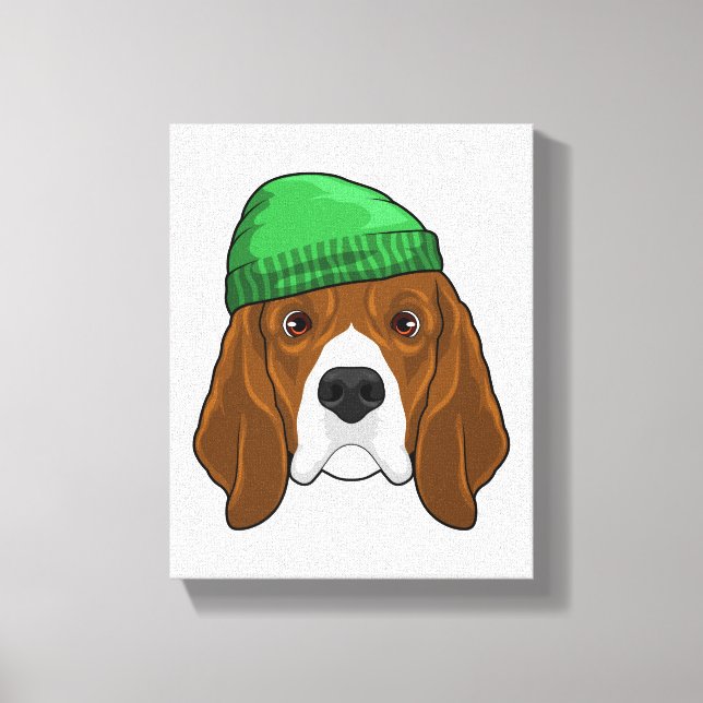 Hund mit Beanie Leinwanddruck (Vorderseite)