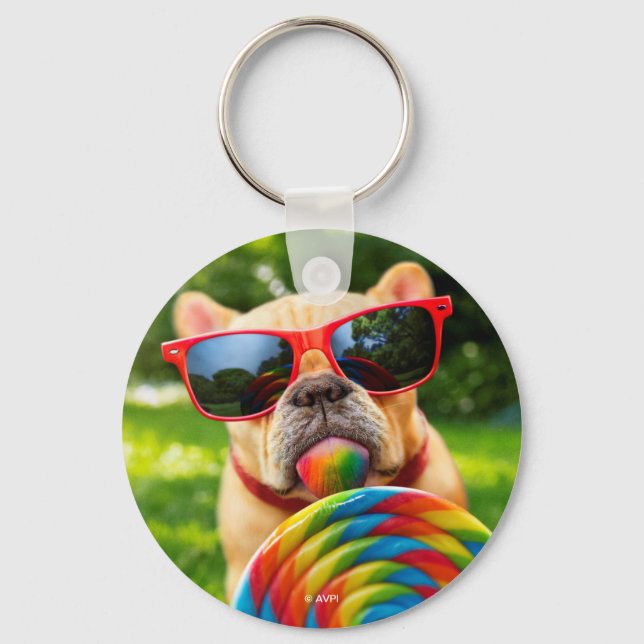 Hund mit Big Lollipop Schlüsselanhänger (Vorderseite)