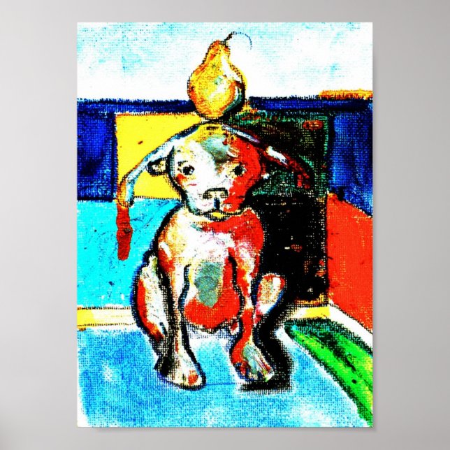 Hund mit Birne Poster (Vorne)