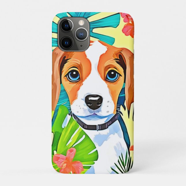 Hund mit Blume Case-Mate iPhone Hülle (Rückseite)
