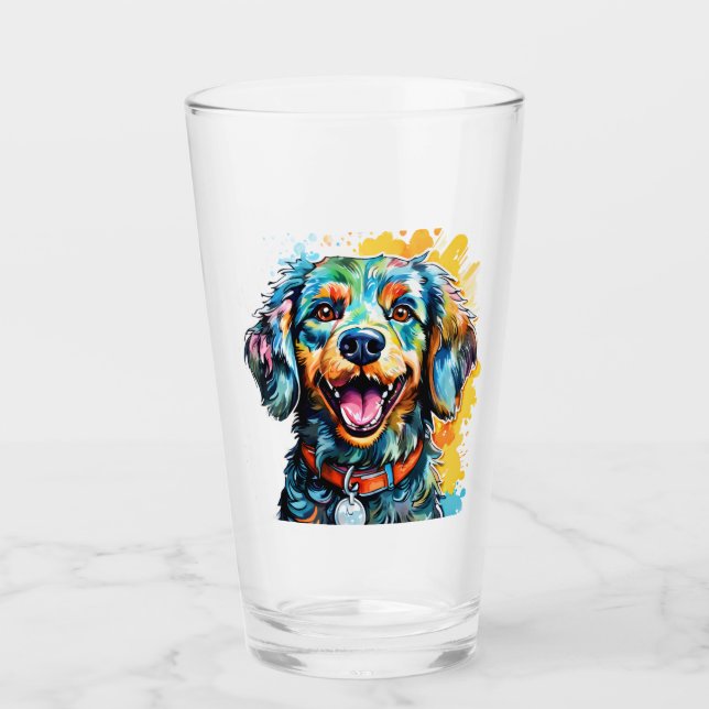 Hund mit Brille Glas (Vorderseite)
