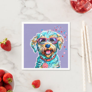 Hund mit Brille Serviette