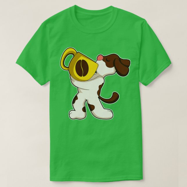 Hund mit Cup of Coffee 2 T-Shirt (Design vorne)