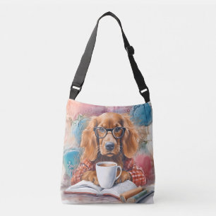Hund mit einer Tasse heißer Schokolade Tragetaschen Mit Langen Trägern