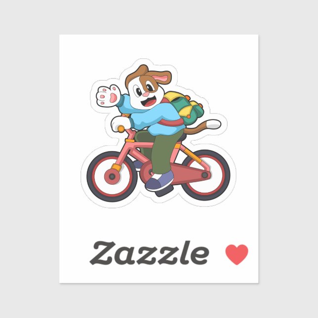 Hund mit Fahrrad Aufkleber (Blatt)