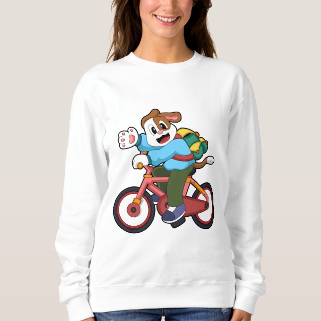 Hund mit Fahrrad Sweatshirt (Vorderseite)