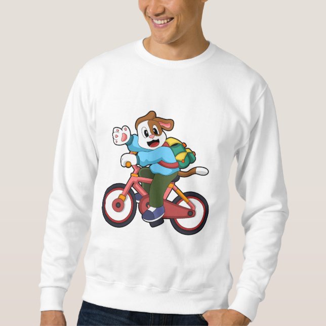 Hund mit Fahrrad Sweatshirt (Vorderseite)