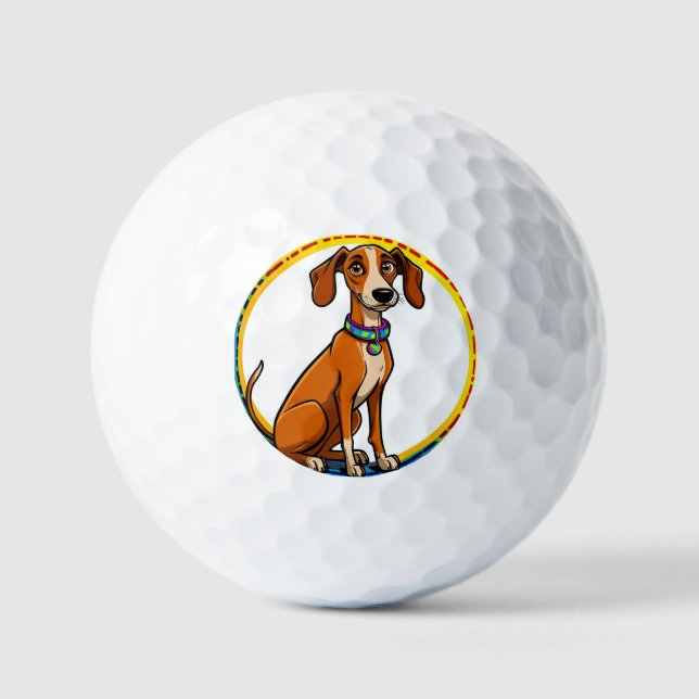 Hund mit farbenfroher Collar Inside Decorative Kre Golfball (Vorderseite)