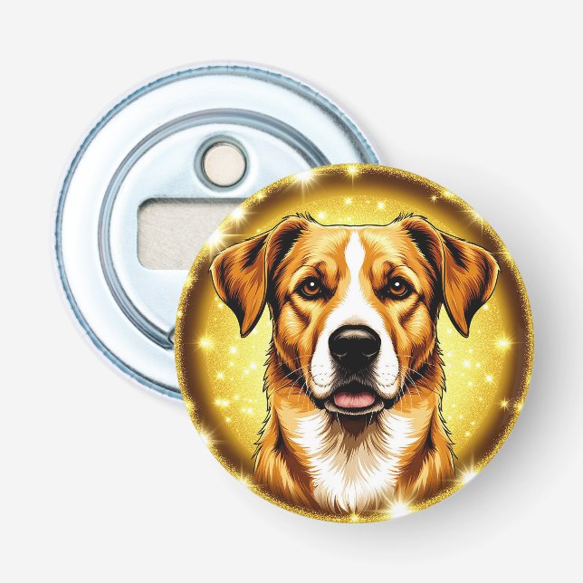 Hund mit goldenem Hintergrund Flaschenöffner (Vorderseite)