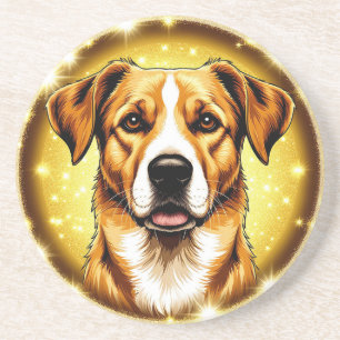 Hund mit goldenem Hintergrund Getränkeuntersetzer